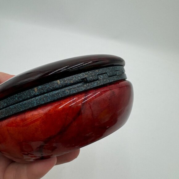 Italian Round Albaster Hinged Trinket Box - Picture 6 of 10